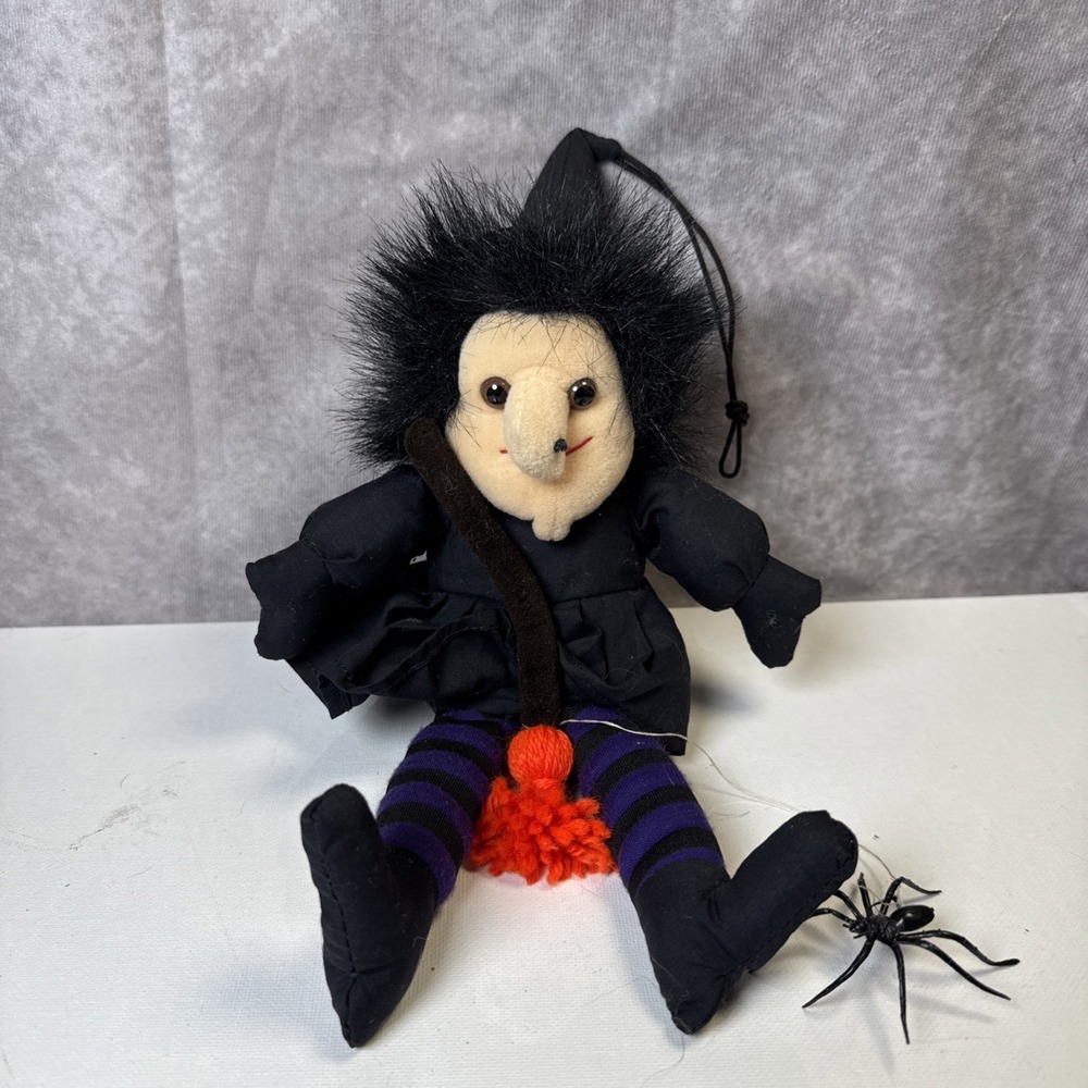 Vintage People Pals Witch‎ Plush Toy Black OS Halloween 90s Retro Stuffed Animal
